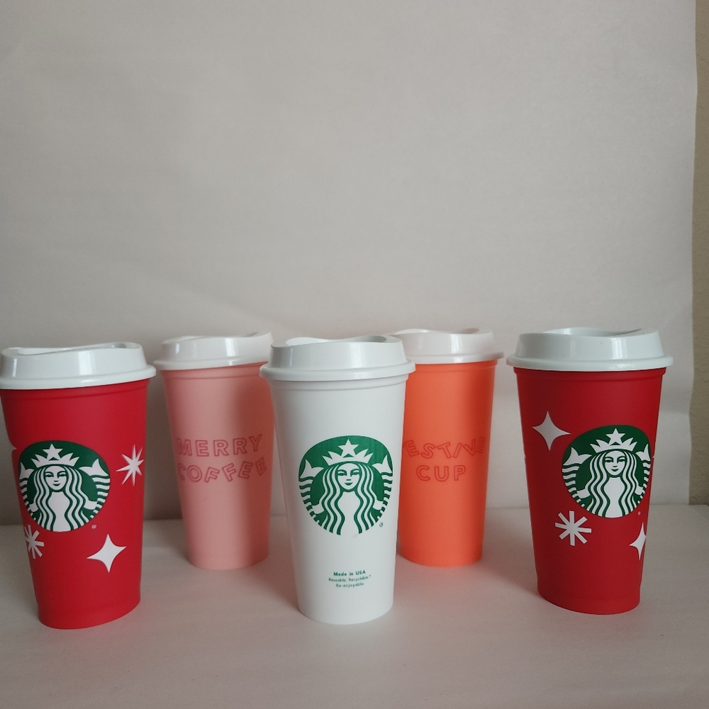 Starbucks Reusable Cups Lot of 5 Christmas 2013 2014